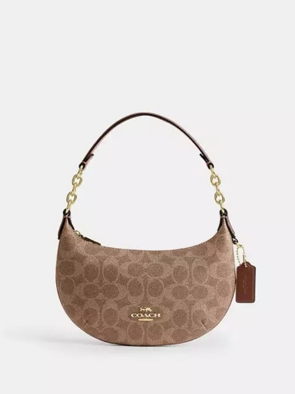Coach Mini Payton Hobo Bag in Tan/Brown with Gold Hardware